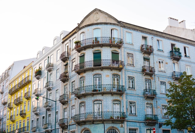 Classical building on a corner in Portugal